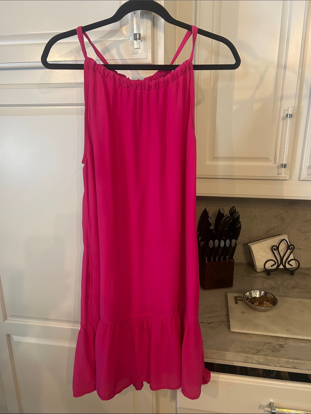 Tommy Bahama Vibrant Fuchsia Spaghetti-Strap Ruffle-Hem Mini Dress